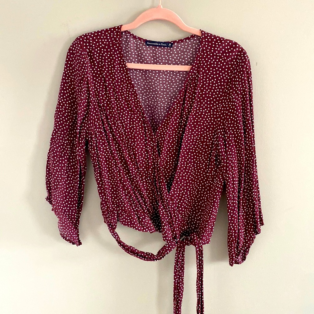 Abercrombie cross over polka dot blouse